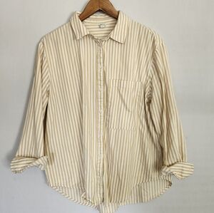 American Eagle Tan Striped Button Down size M